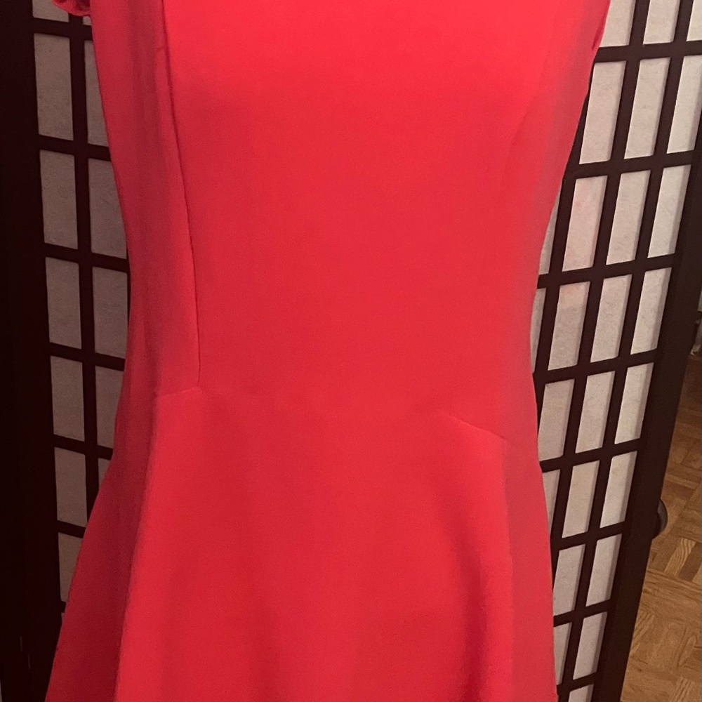 H&M Orange Fit and Flare Mini Dress Sleeveless Scoop Neck